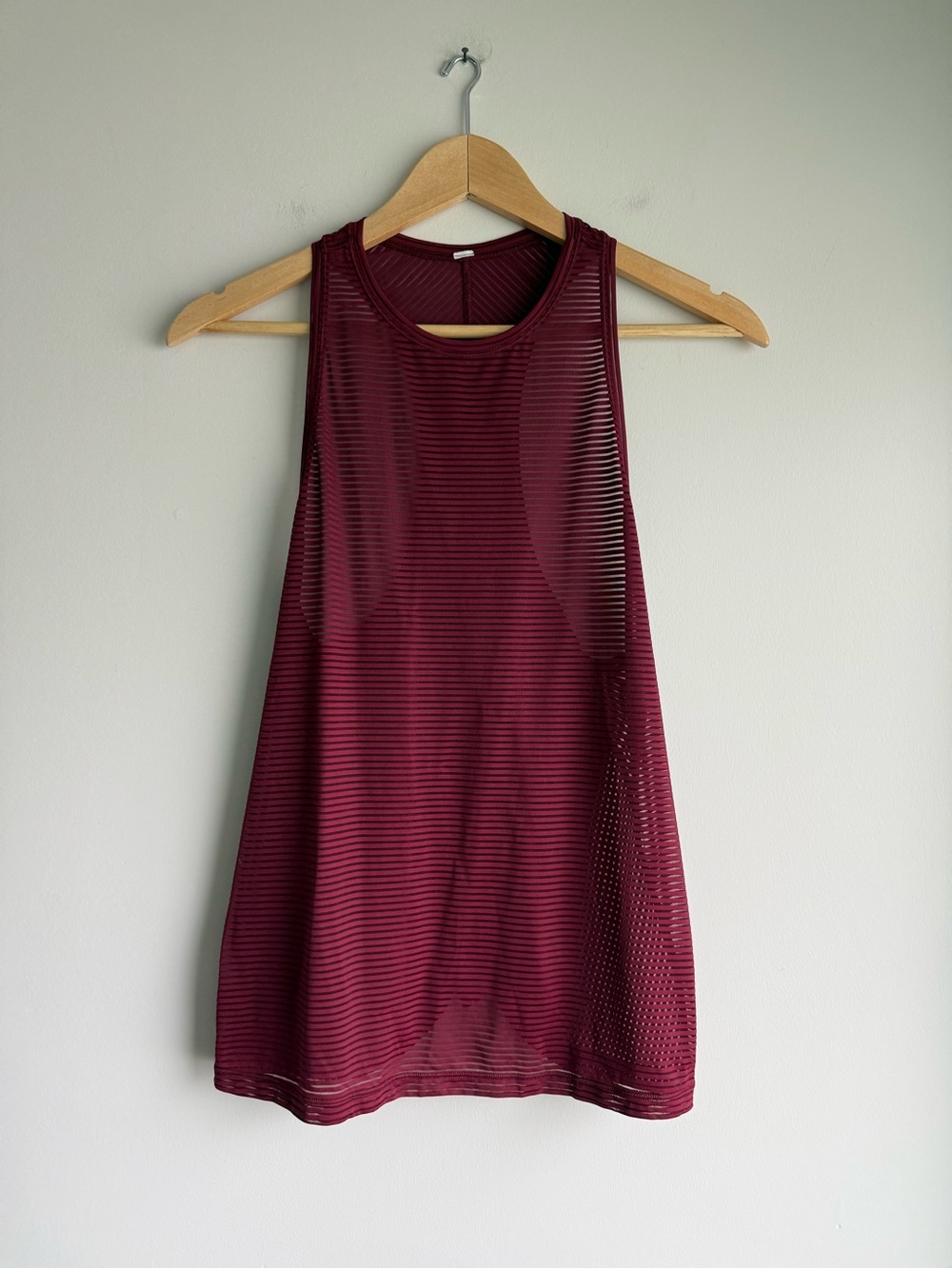 Lululemon Miles Ahead Tank Ruby Wine Striped Mesh